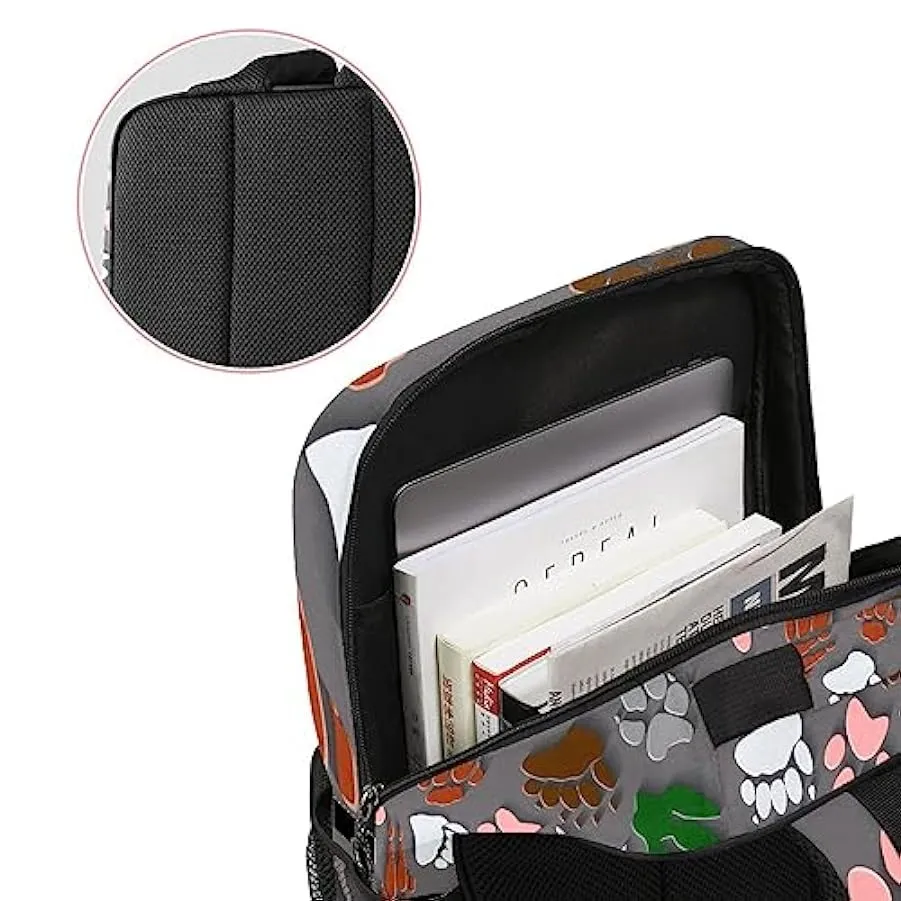 suojapuku Zaino da donna per college,borsa da viaggio zaino classico,Stampe del piede di dinosauro,Zainetto casual leggero 15702