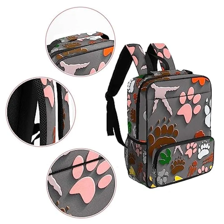suojapuku Zaino da donna per college,borsa da viaggio zaino classico,Stampe del piede di dinosauro,Zainetto casual leggero 15702