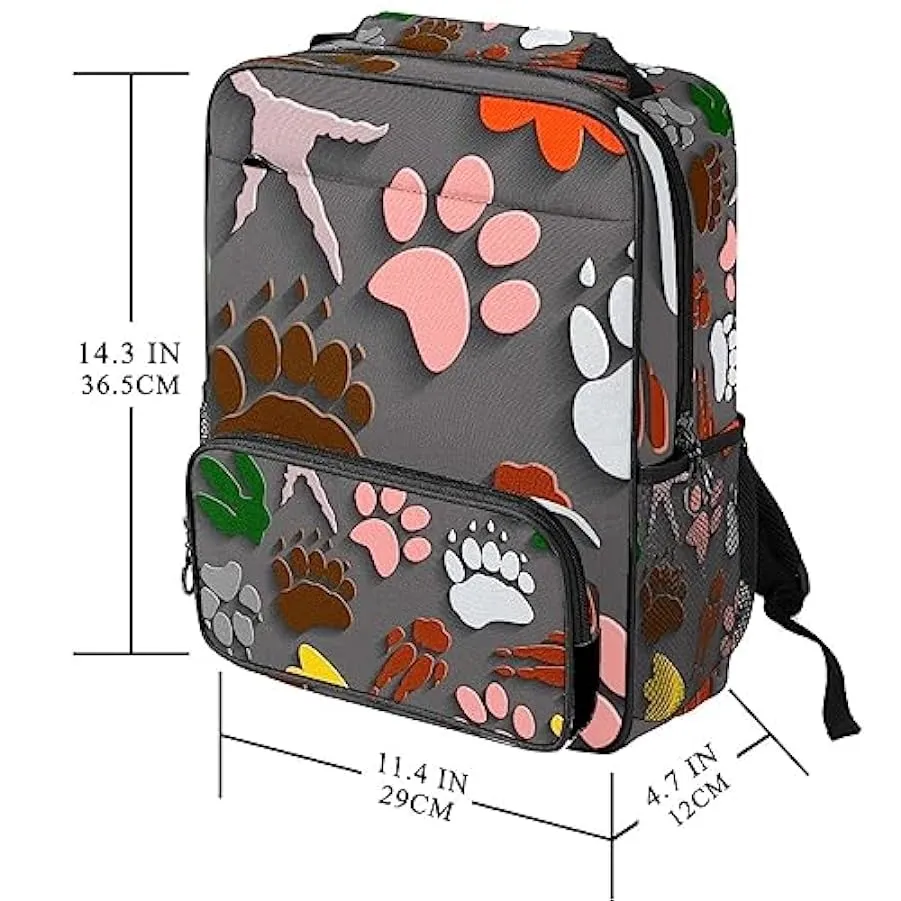 suojapuku Zaino da donna per college,borsa da viaggio zaino classico,Stampe del piede di dinosauro,Zainetto casual leggero 15702