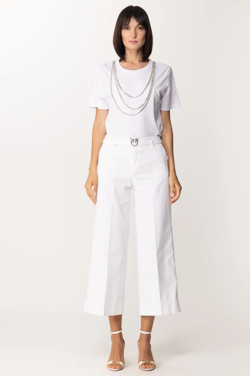 T-shirt con collana in strass Bianco