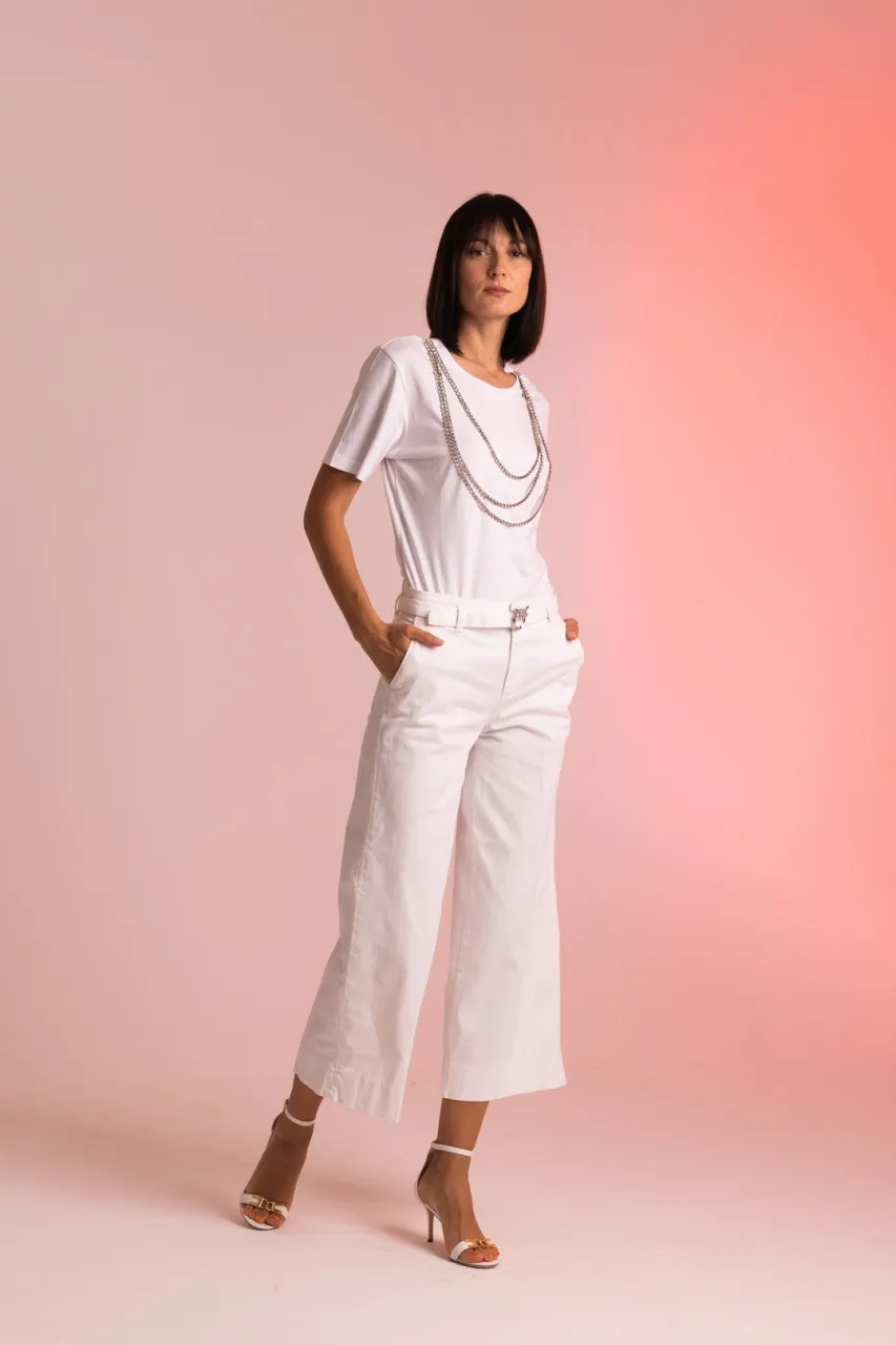 T-shirt con collana in strass Bianco