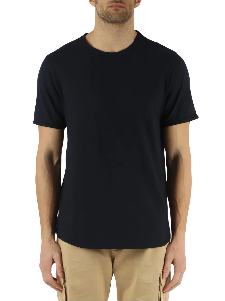 T-shirt in cotone fiammato con ricamo logo frontale