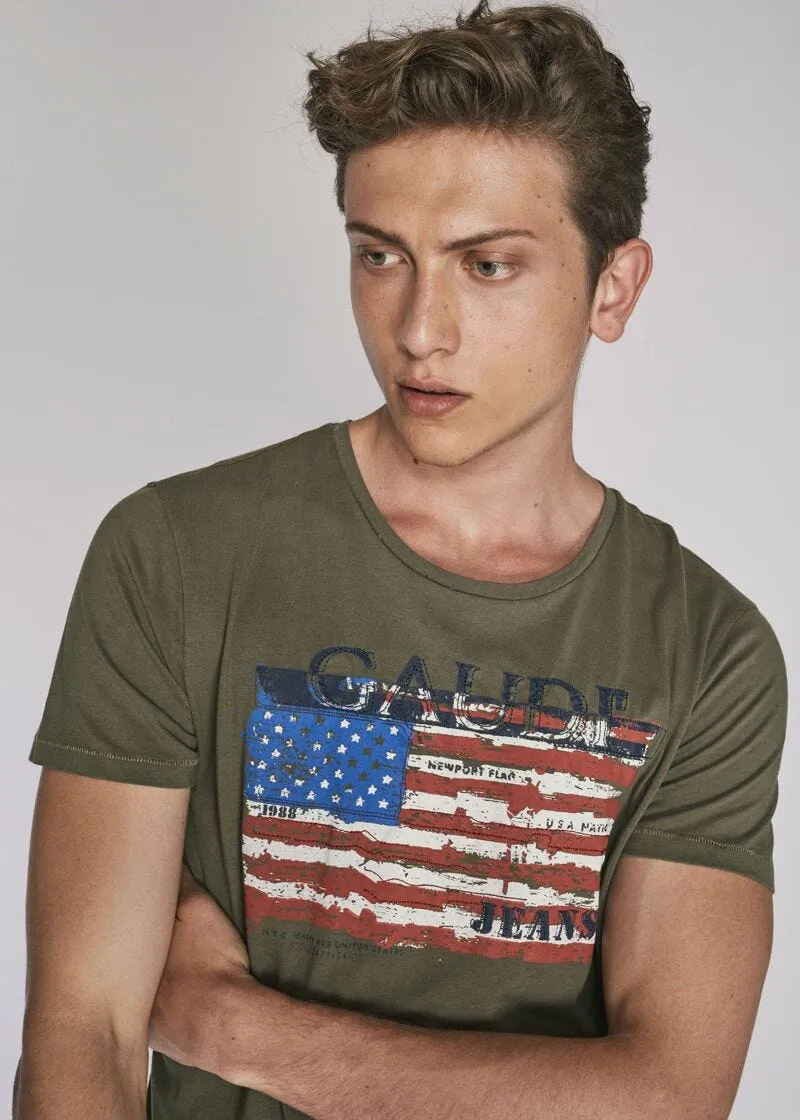 T-shirt in cotone stampa bandiera