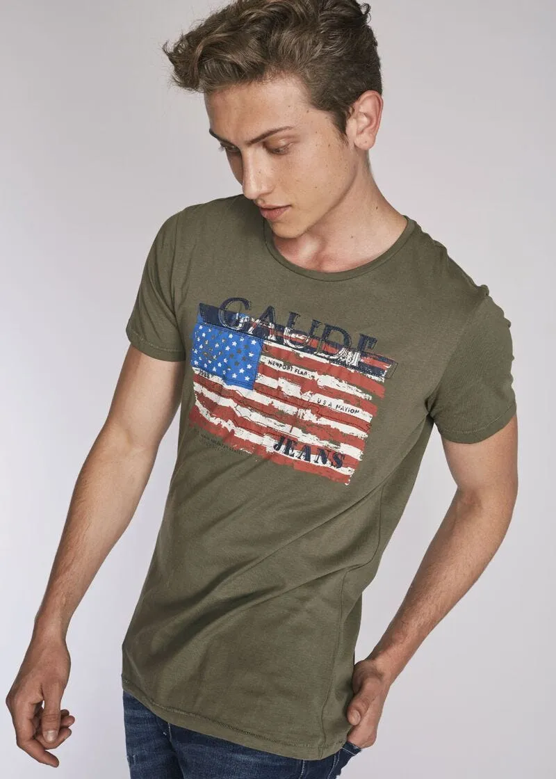 T-shirt in cotone stampa bandiera