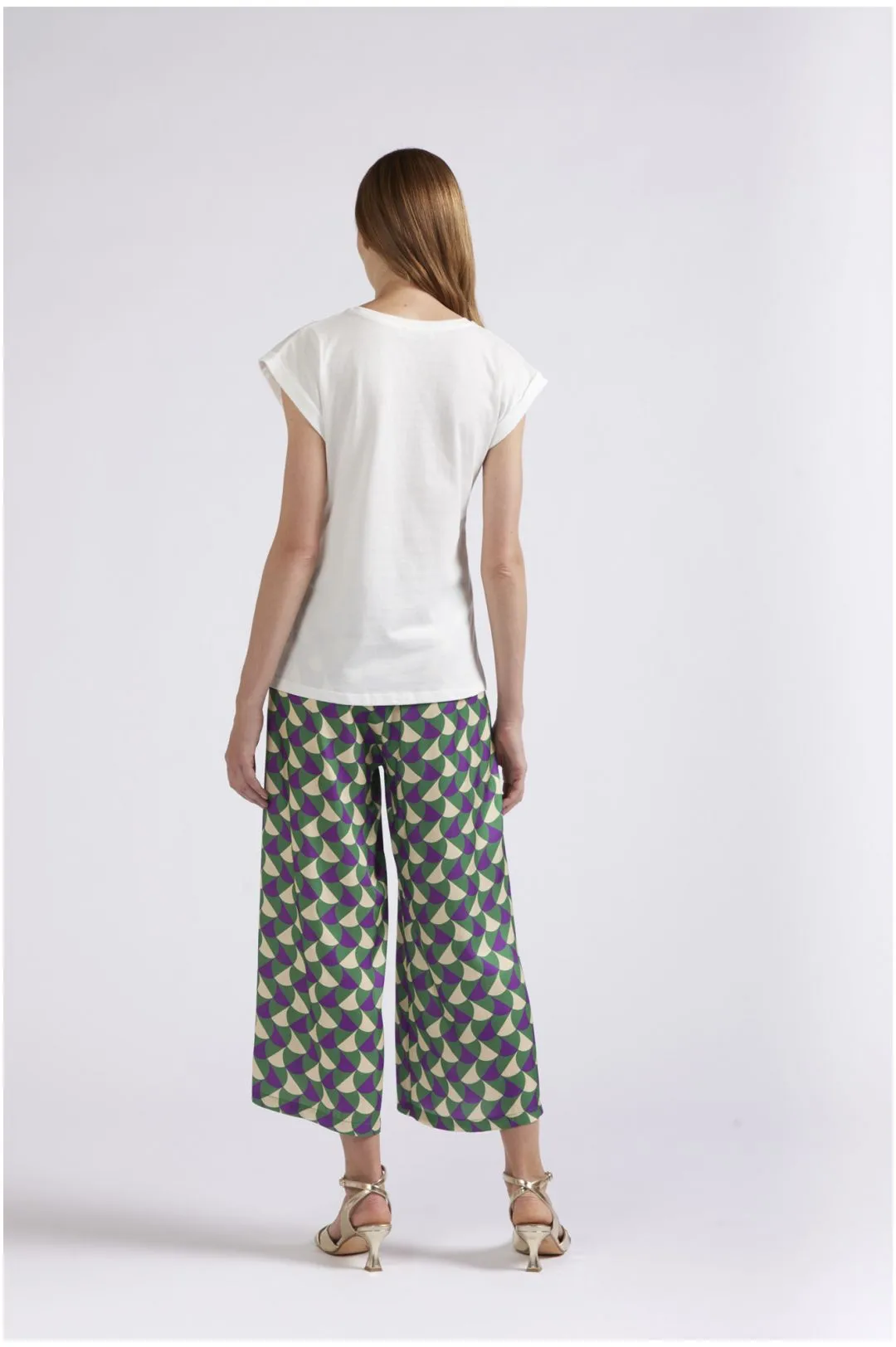 t-shirt smanicata stampata bianco