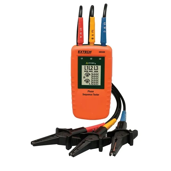 Tester di rotazione di fase Extech 480400, LCD - display grafico, CAT III 600V, 400Hz max