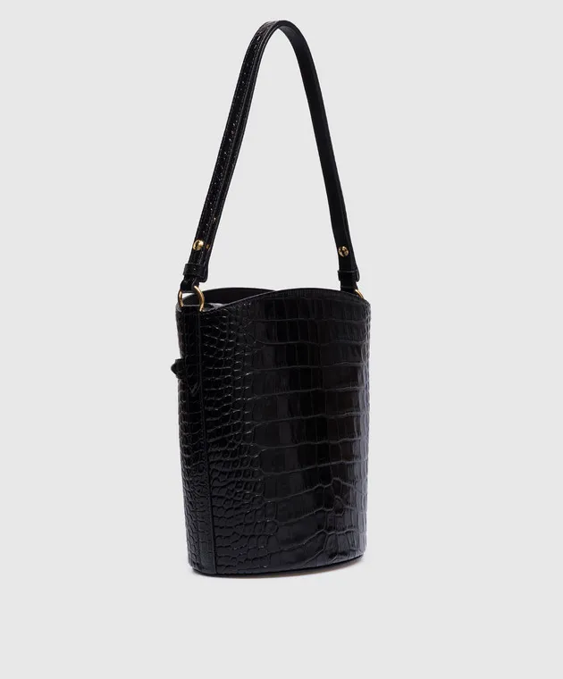 Tom Ford Borsa a secchiello WHITNEY in pelle nera con goffratura coccodrillo L1802LCL395X