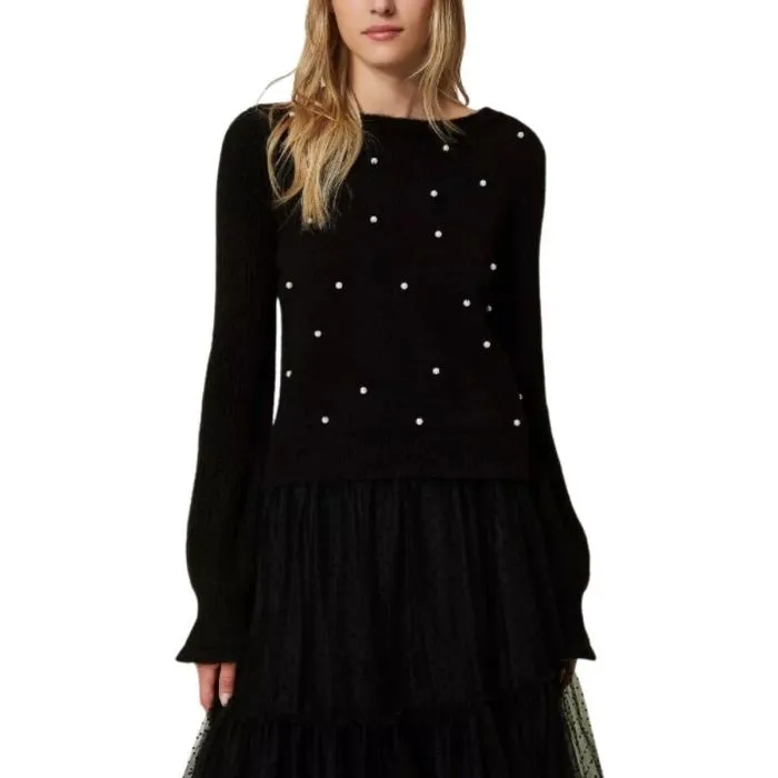 Twinset Maglia In Misto Lana Con Perle