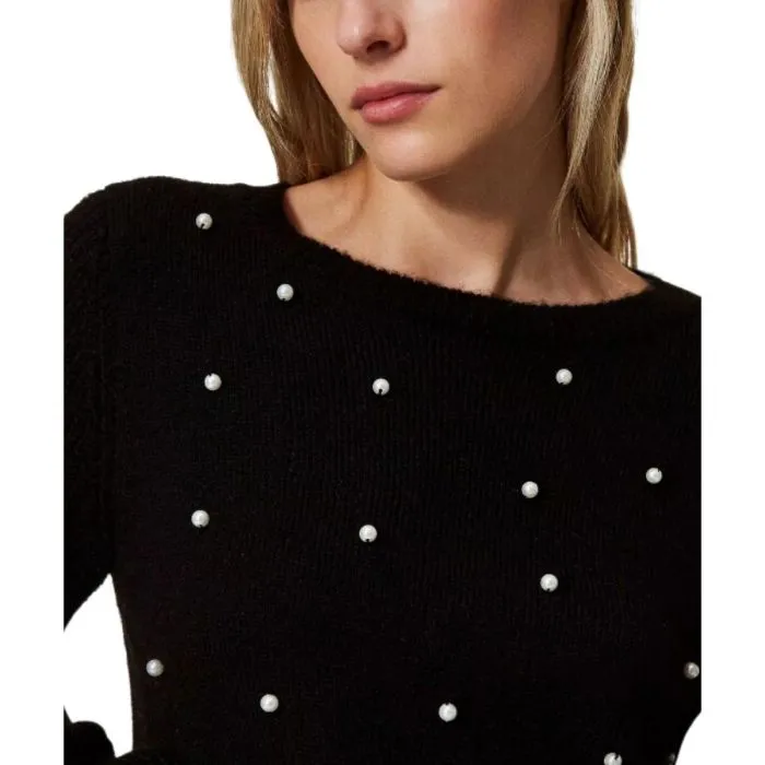 Twinset Maglia In Misto Lana Con Perle