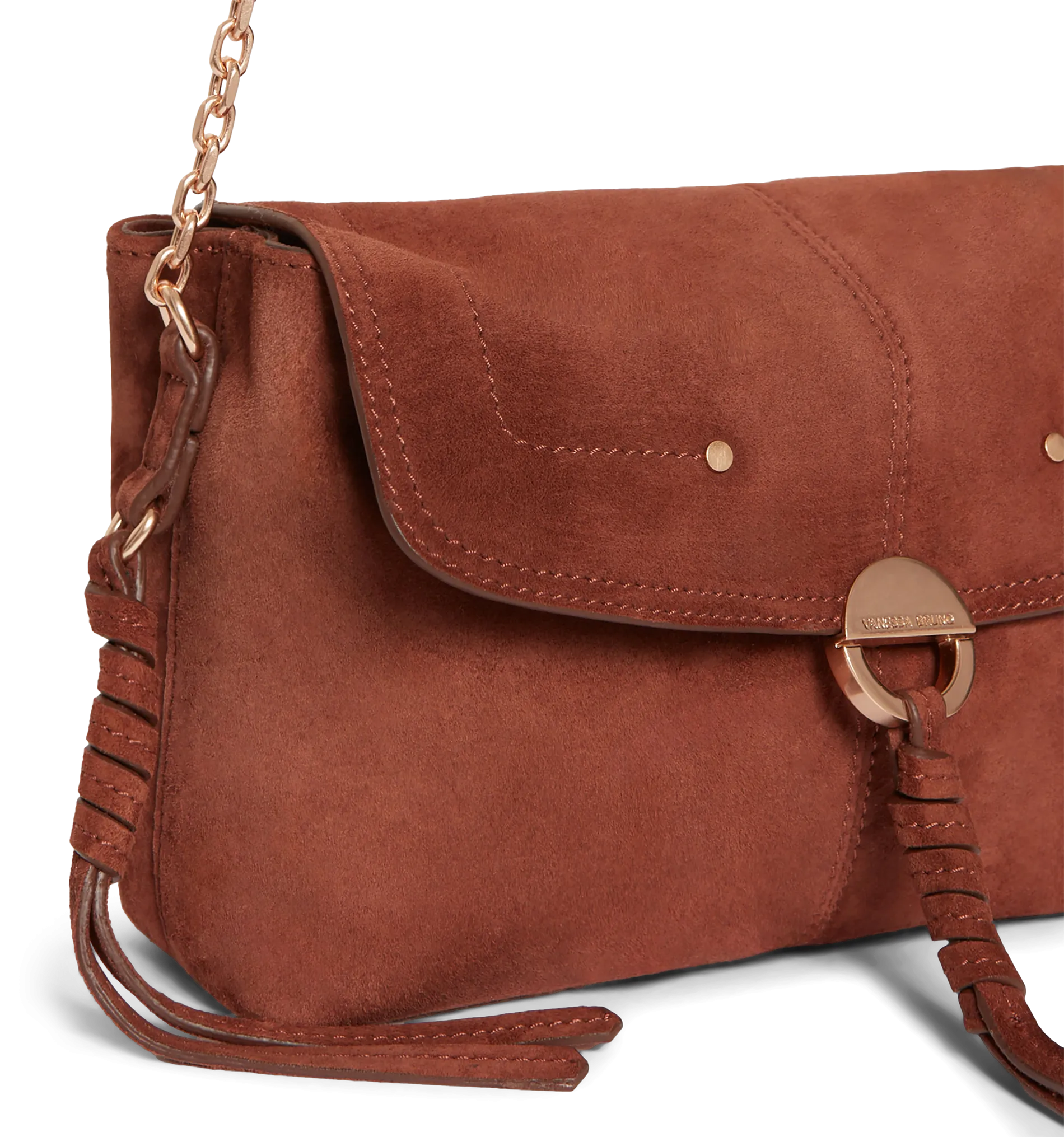  VANESSA BRUNO   CLUTCH - Borsa a spalla in pelle scamosciata | Marrone
