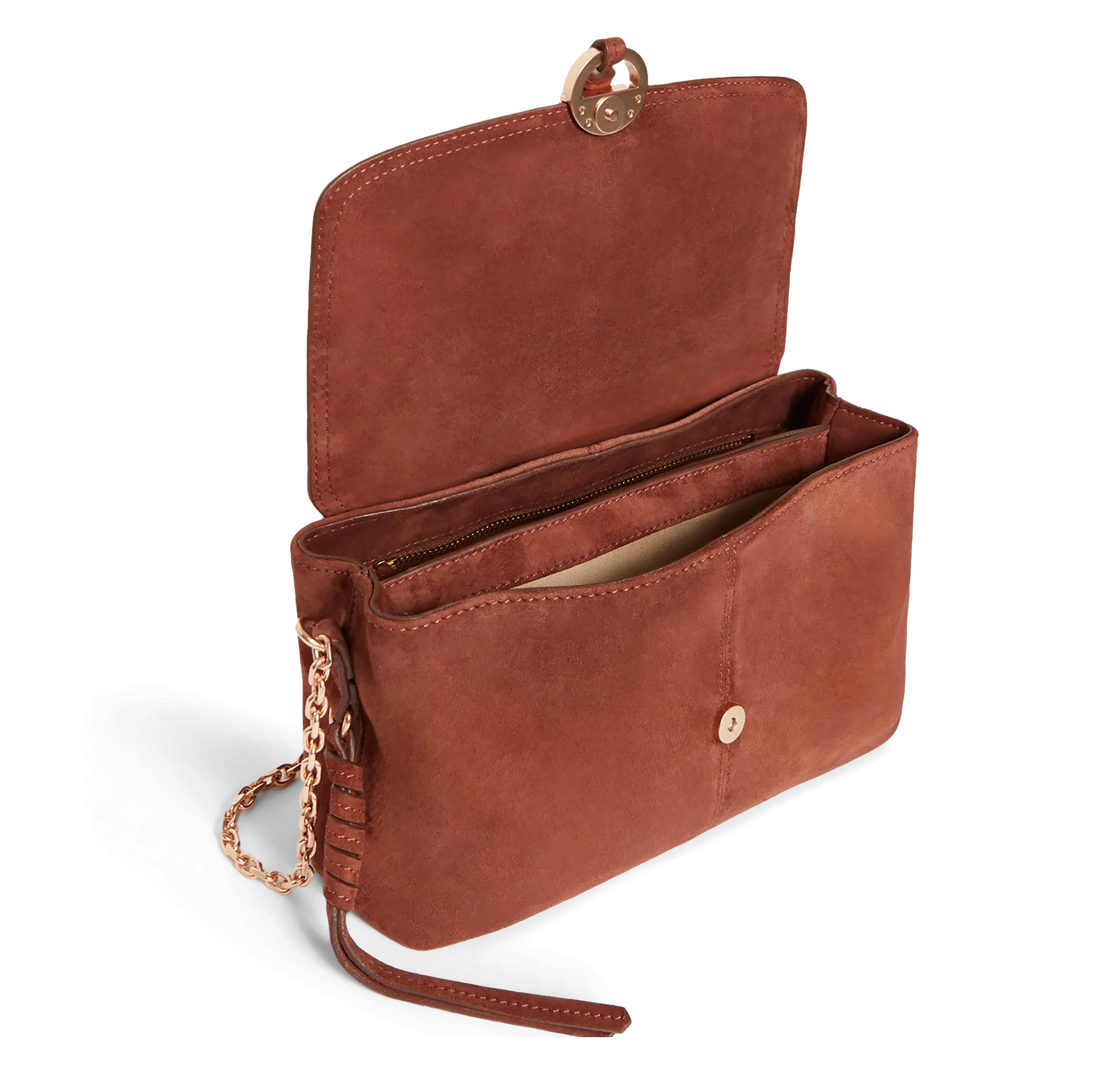  VANESSA BRUNO   CLUTCH - Borsa a spalla in pelle scamosciata | Marrone