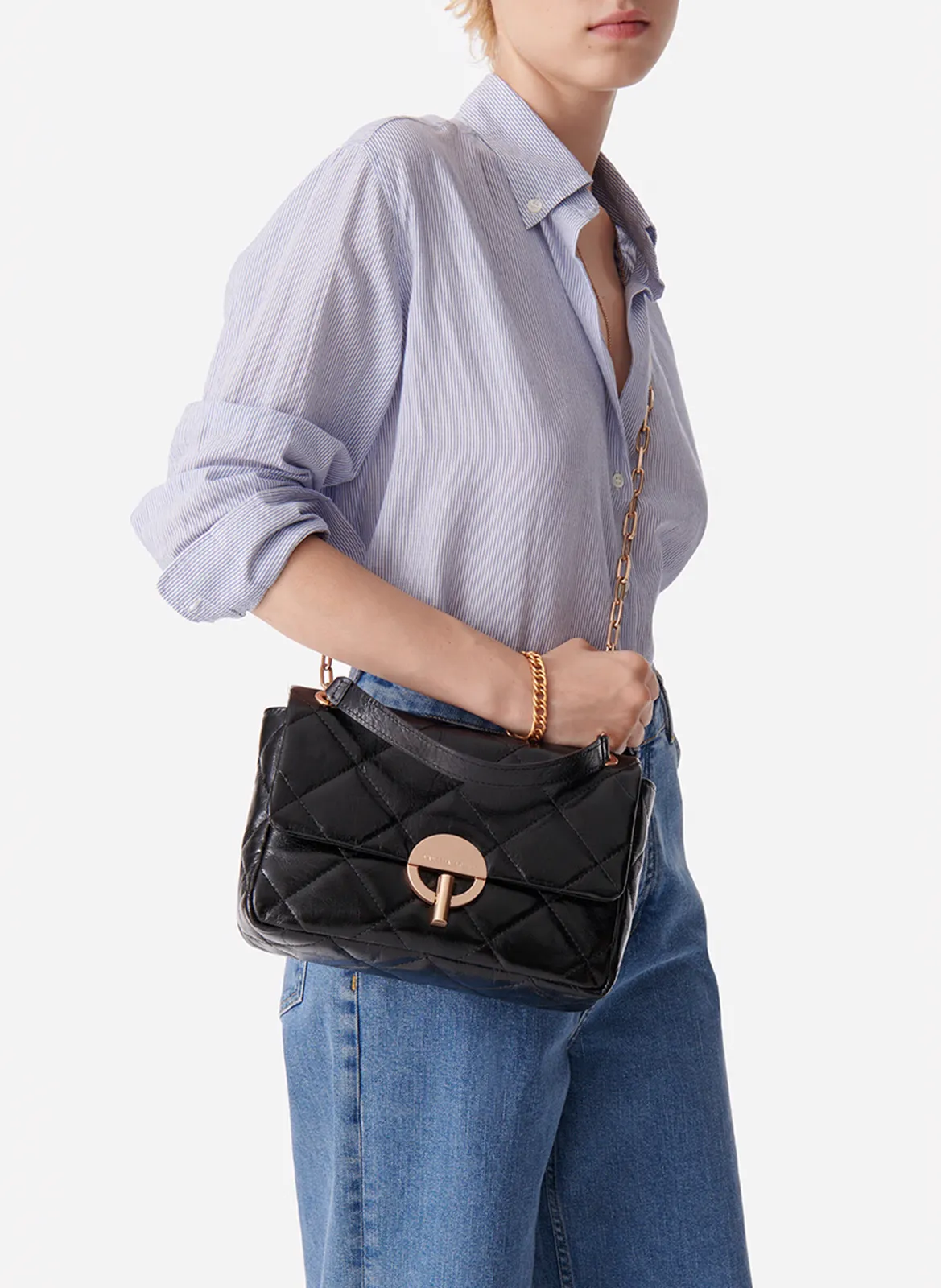  VANESSA BRUNO   GRAND MOON - Borsa a bandoliera in pelle | Nero