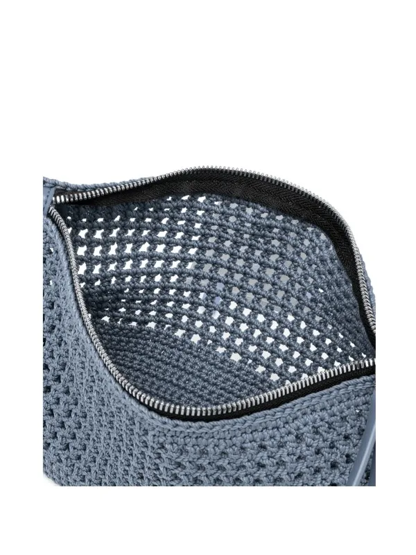 Victoria blue clutch bag in crochet fabric