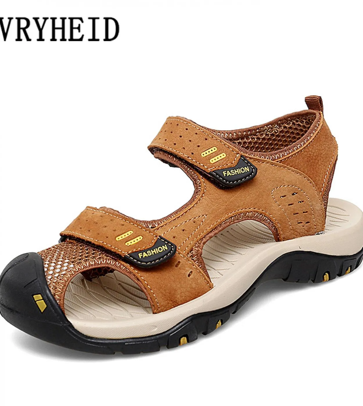Vryheid Sandali da uomo in vera pelle Punta chiusa Scarpe da spiaggia da pescatore Escursionismo Outdoor Antiscivolo Piattaforma