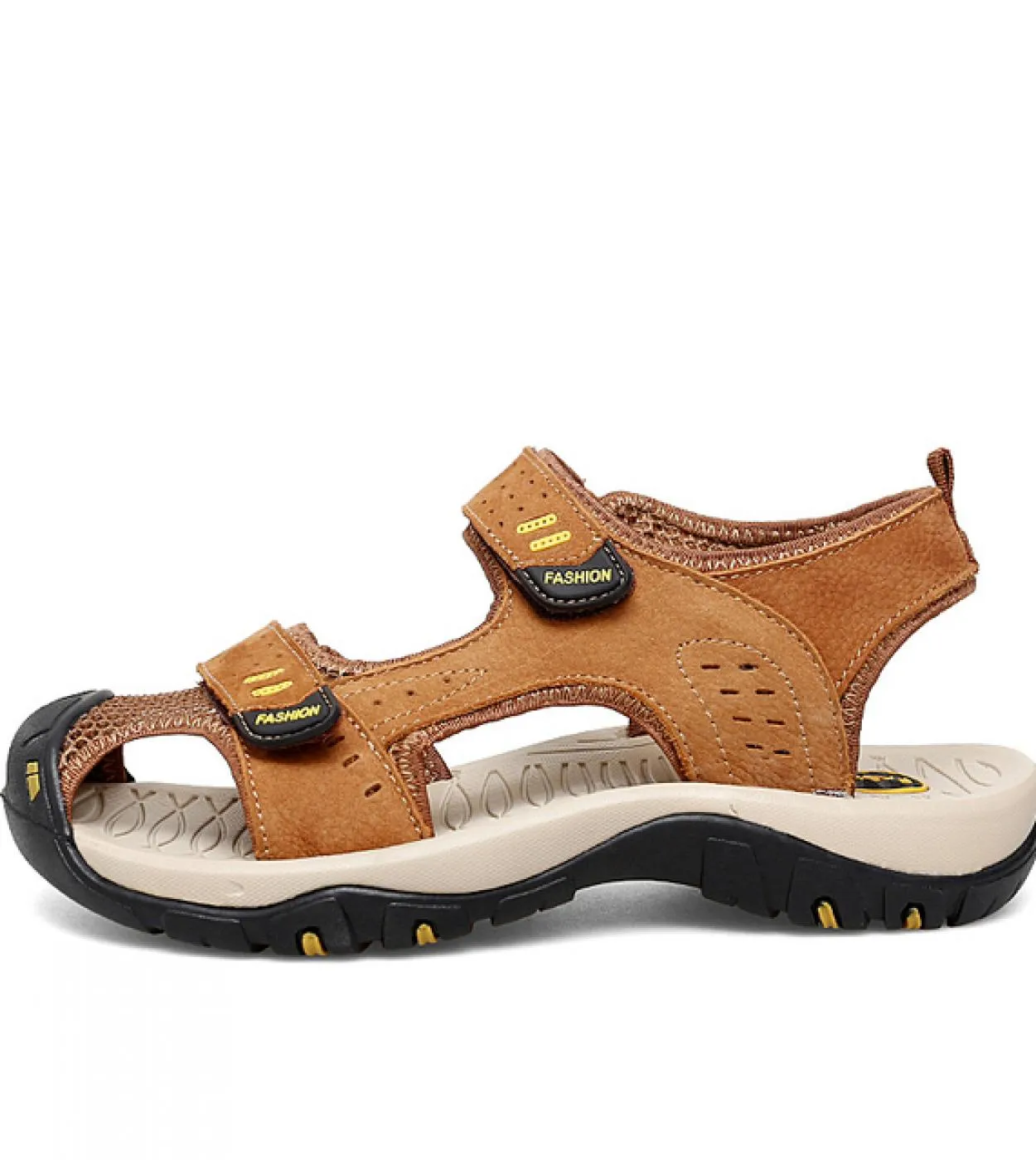 Vryheid Sandali da uomo in vera pelle Punta chiusa Scarpe da spiaggia da pescatore Escursionismo Outdoor Antiscivolo Piattaforma