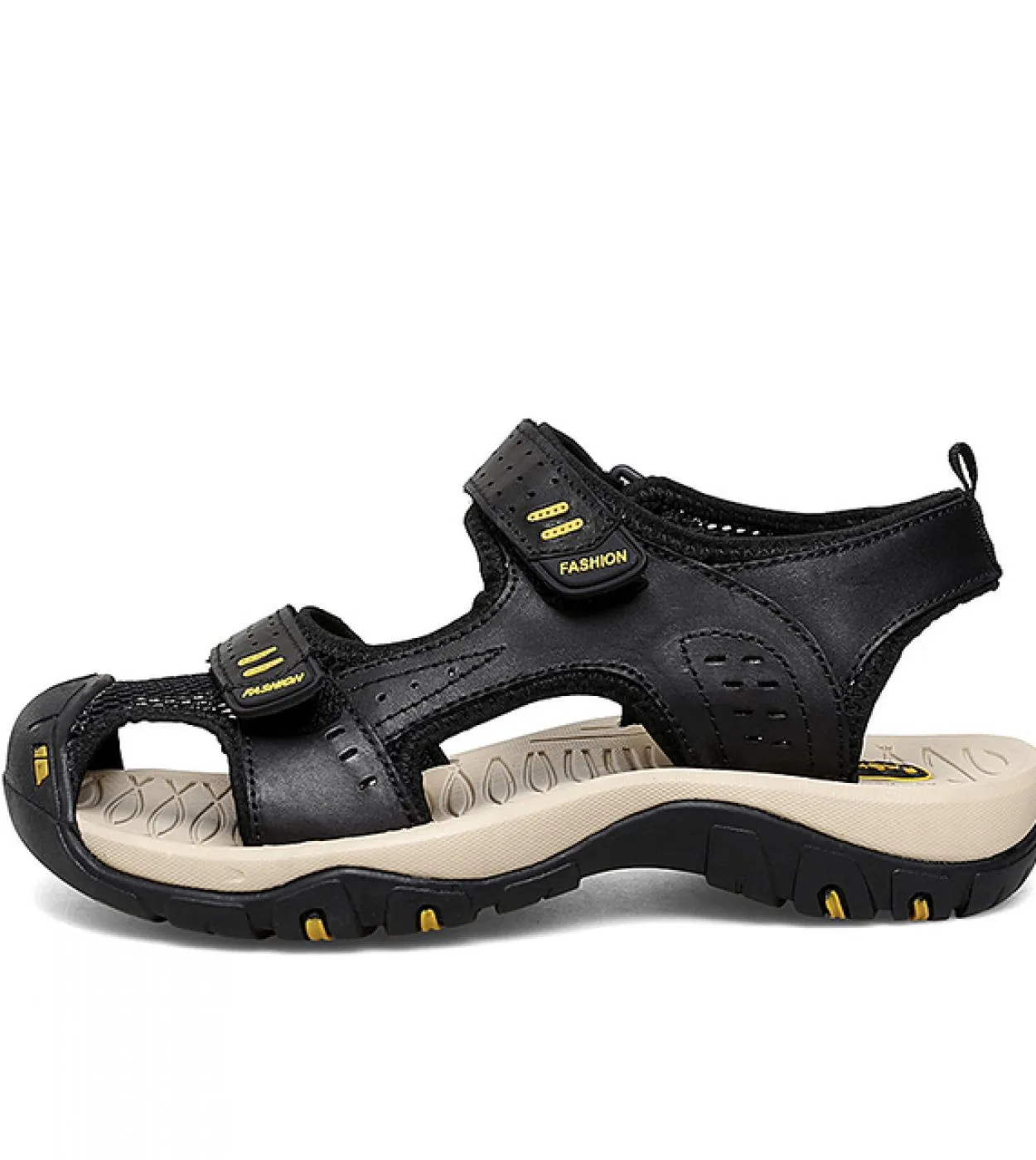 Vryheid Sandali da uomo in vera pelle Punta chiusa Scarpe da spiaggia da pescatore Escursionismo Outdoor Antiscivolo Piattaforma